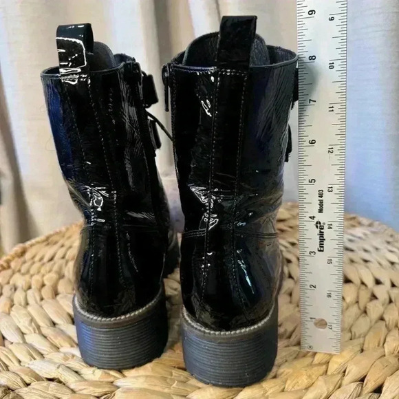 Shellys London Tyra Combat, Moto Boots Patent Leather Black Size 38 - Picture 5 of 10